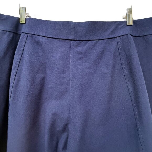 Eileen Fisher Stretch Pants Size Large Comfort Elastic Waist Wide Leg Navy Blue - Picture 6 of 11